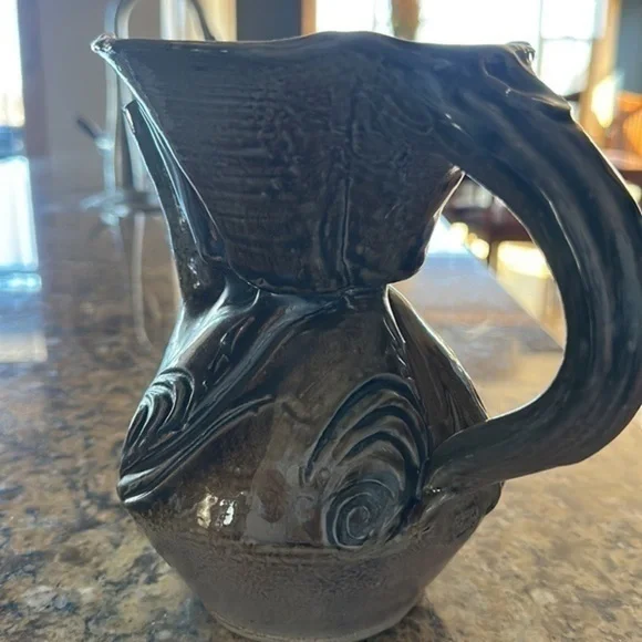 Pottery Tea Steeper blues and grays hand spun
